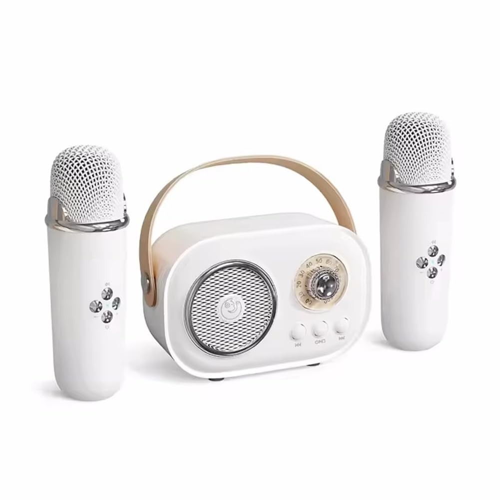 Enceinte Bluetooth avec micro karaoké portable mini boîte de son sans fil et radio FM blanche - 6