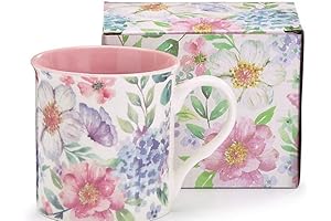 burton+BURTON Floral 11"oz Floral Mugs Colorful Flower blooms and Butterflies