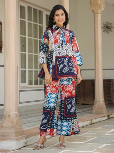 Image of Leriya Fashion Women's Rayon Floral Co Ord Set Stylish | Kurta Set | Ethnic Co Ord Set | Designer Kurta Set Trendy Korean Summer Travel Outfit | Lightweight Two Piece Dress for Beach & Holiday Look