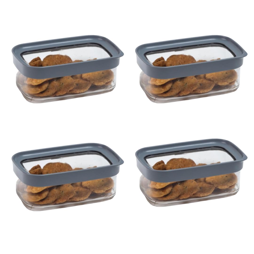 StacPro Acrylic Airtight Kitchen Containers, Stackable Jar, Modular Storage, Pantry Organiser, Fridge & Dishwasher Safe, Stain & Odour Resistant, Clear & Transparent Lid (500 Ml) (Grey, Pack of 4) (B0D7ZMLJ4V) Amazon Price History, Amazon Price Tracker