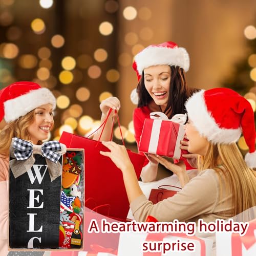 Sintuff Holiday Interchangeable Welcome Sign for Front Door Wood Porch Sign with 24 Pcs Seasonal Icons Home Farmhouse Holiday Welcome Outdoor Festival Seasonal Decoration - Image 6