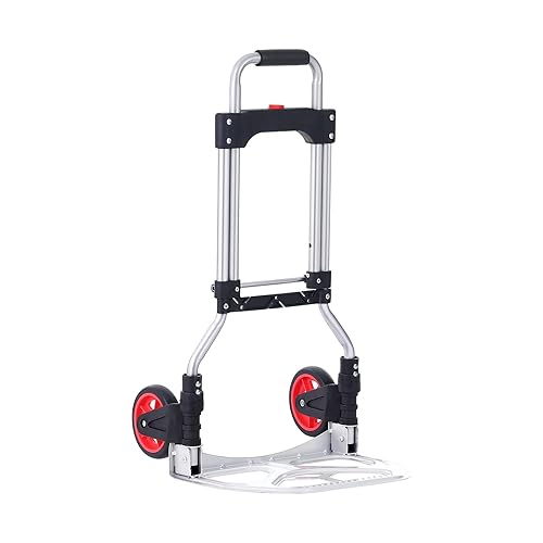 Miniatura 87 de VEVOR Folding Hand Truck and Dolly, 309 Lbs Capacity, Aluminum Foldable Cart, Heavy-Duty Luggage Trolley Cart with Telescoping Handle and PP+TPR