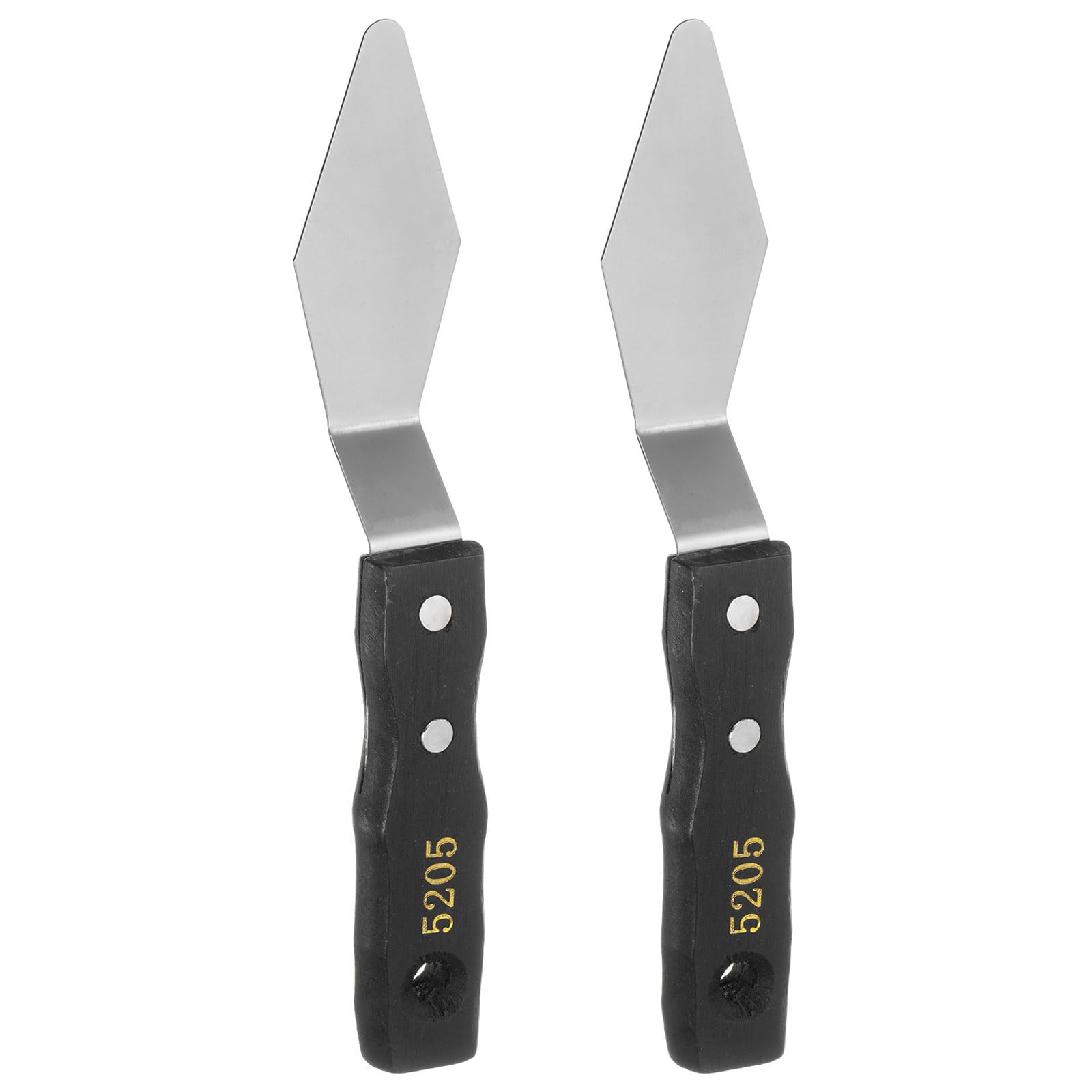 HARFINGTON 2pcs No.5205 Painting Palette Knives Stainless Steel Pointy Large Spatula Pallet Knife Metal Scraper with Wood Handle for Oil Acrylic Paint Canvas Color Mixing Spreading