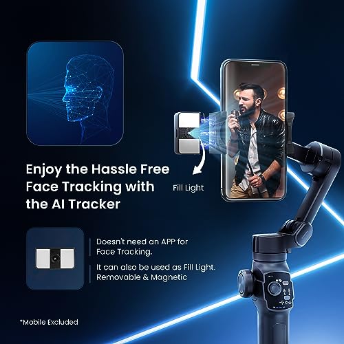 Image of Digitek (DSG-009F AI) 3 Axis Smartphone Gimbal with Wide Angle and AI Face Tracker - Telescopic Rods & External Microphone Support - Lightweight and Compatible with Smartphones