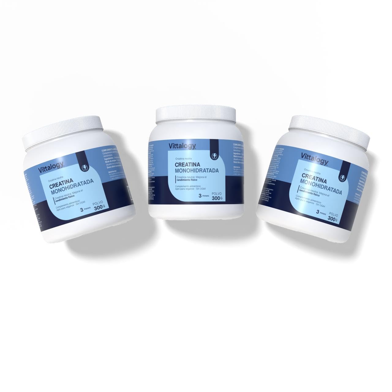 Creatina Monohidratada Vittalogy 300g Micronizada Pura Vegana Sin Gluten - Pack 3