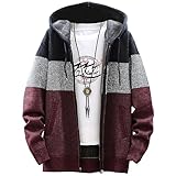 ［ジェイストア］ パーカー メンズ 大きいサイズ 長袖 ニット トップス 羽織 前開き ジップ バイカラー 1A-J31 レッド 3XL