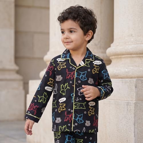 Image of CLAP Kids Cotton Printed Full Sleeves Night Suit