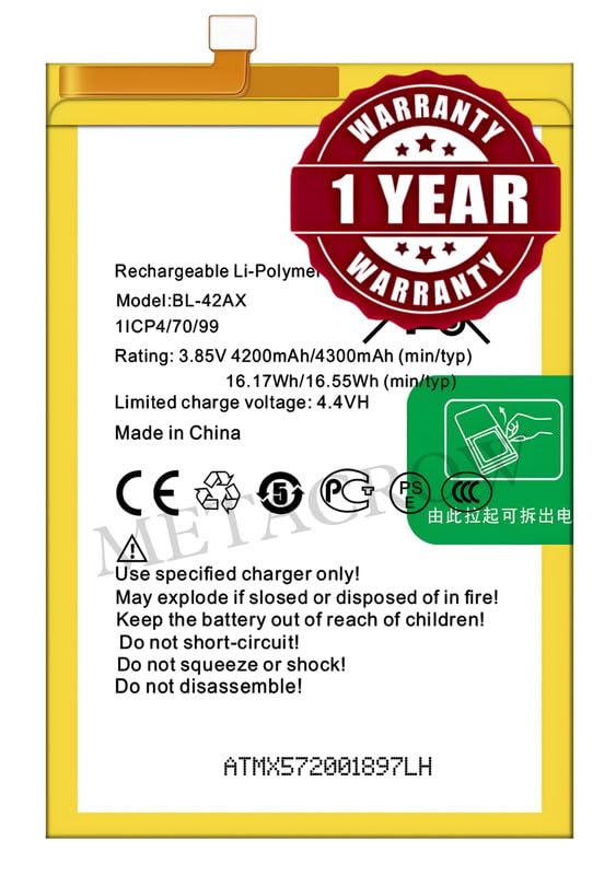 Image of Original BL-42AX Battery Compatible with Infinix Note 4 (X572, X572-LTE) - (4300mAh) - 1 Year Warranty BC46