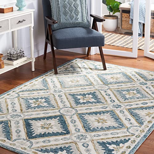 Martha Stewart x SAFAVIEH Area Rug Collection - 3' x 5', Blue & Ivory, Handmade Wool, Ideal for Living Room, Bedroom, Foyer, Accent Space (MSR4652M)