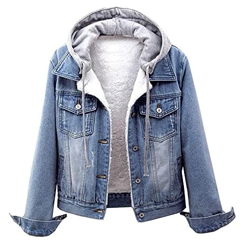 LifeShe Women's Detachable Hoodie Denim Jacket Cover