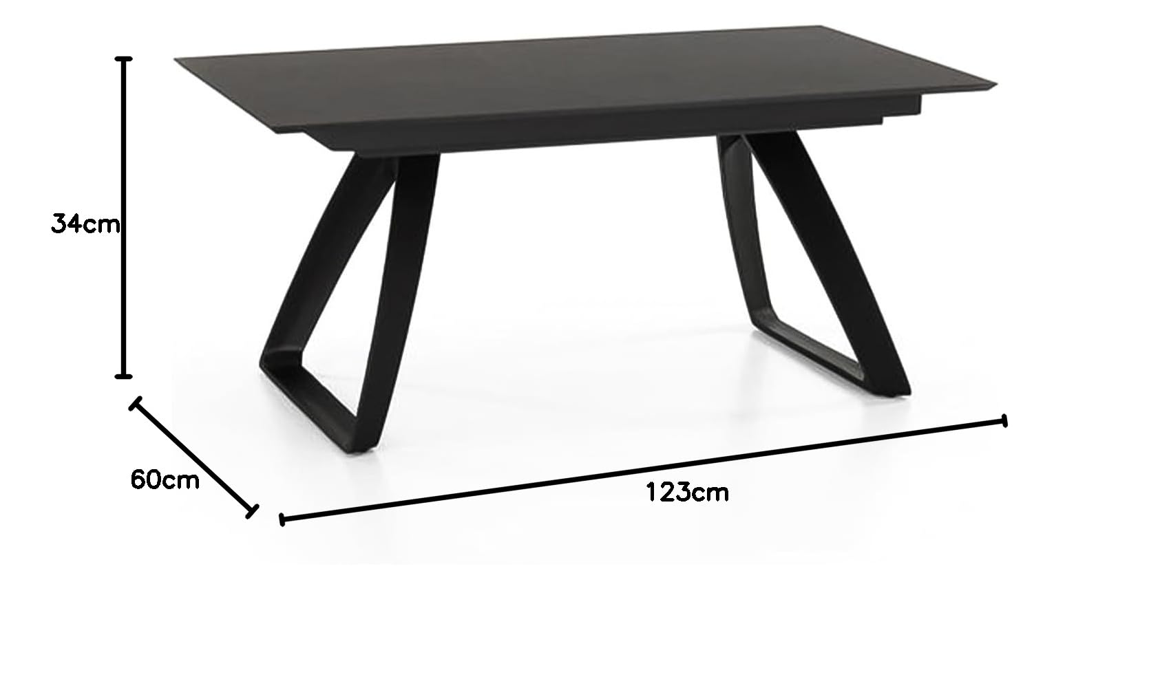 Stones Table Extensible Ares avec Plateau en céramique Effet marbre Noir Mat et piètement en métal Peint en Noir - 140/200 cm, 8 Places
