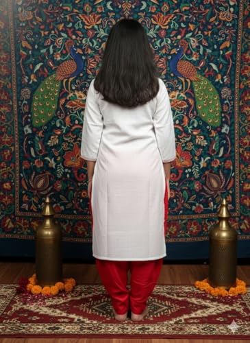 Image of Aarika Girls Ethnic Wear White Colour Tribal Print Cotton Blend Kurti