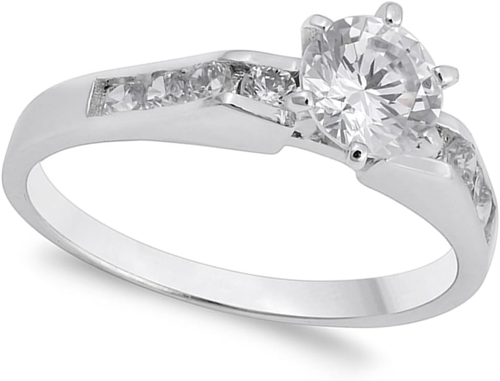 CHOOSE YOUR COLOR Sterling Silver Round Wedding Ring