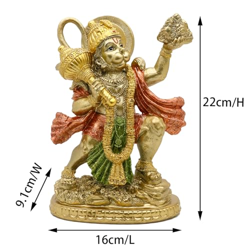 Estatua de Hanuman Dios Hindú con acabado dorado miniatura 5