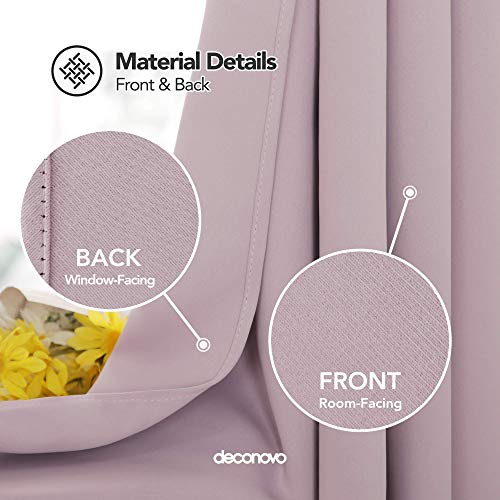 Image of Deconovo Lavender Pink Blackout Curtains for Bedroom Grommet Top Thermal Insulated Room Darkening Curtains 52x72 Inch 2 Panels