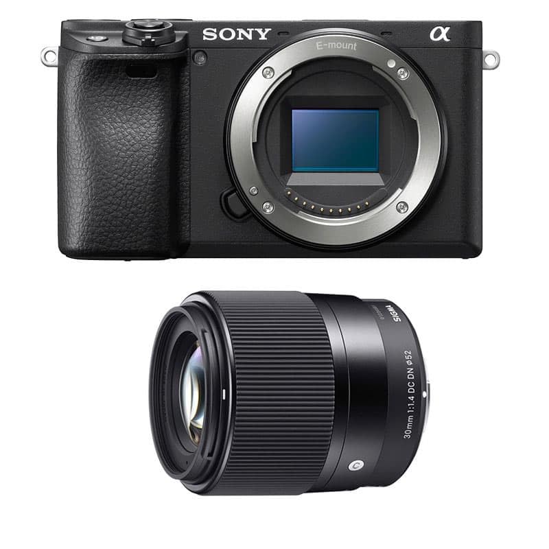 Kit Photo Personnalisé crée à l'aide de SONY Alpha 6400 Noir + Sigma 30mm 1.4