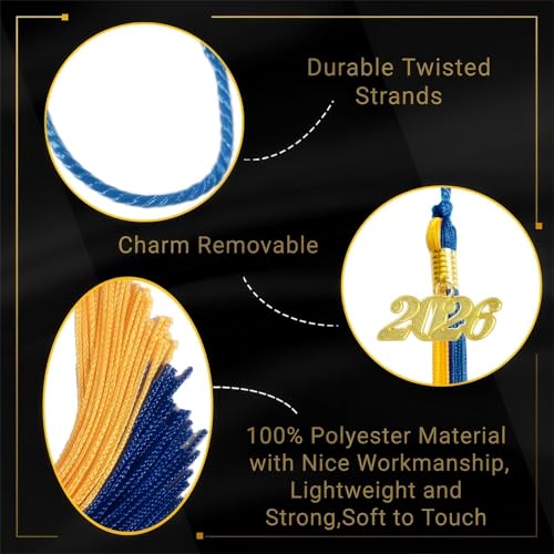 Image of Navy and Gold Graduation Tassel 2026 for Grad Cap and Graduation Ceremony Accessory Decoration