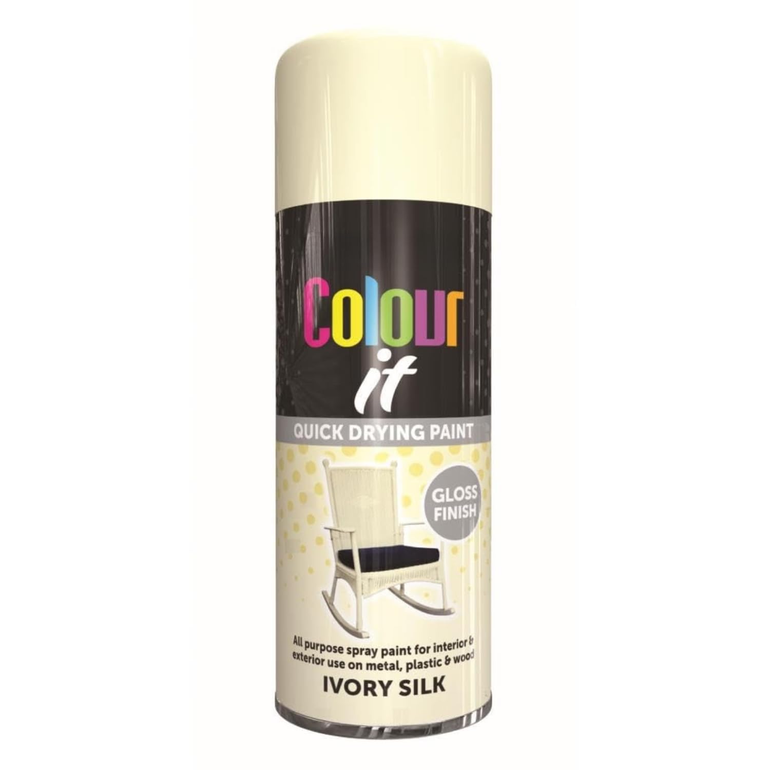 Inspired Essentials All Purpose Aerosol Spray Paint 400ml Quick Drying Spray, Fast Dry and Excellent Coverage for Metal, Wood, Plastic and More (Ivory Silk)
