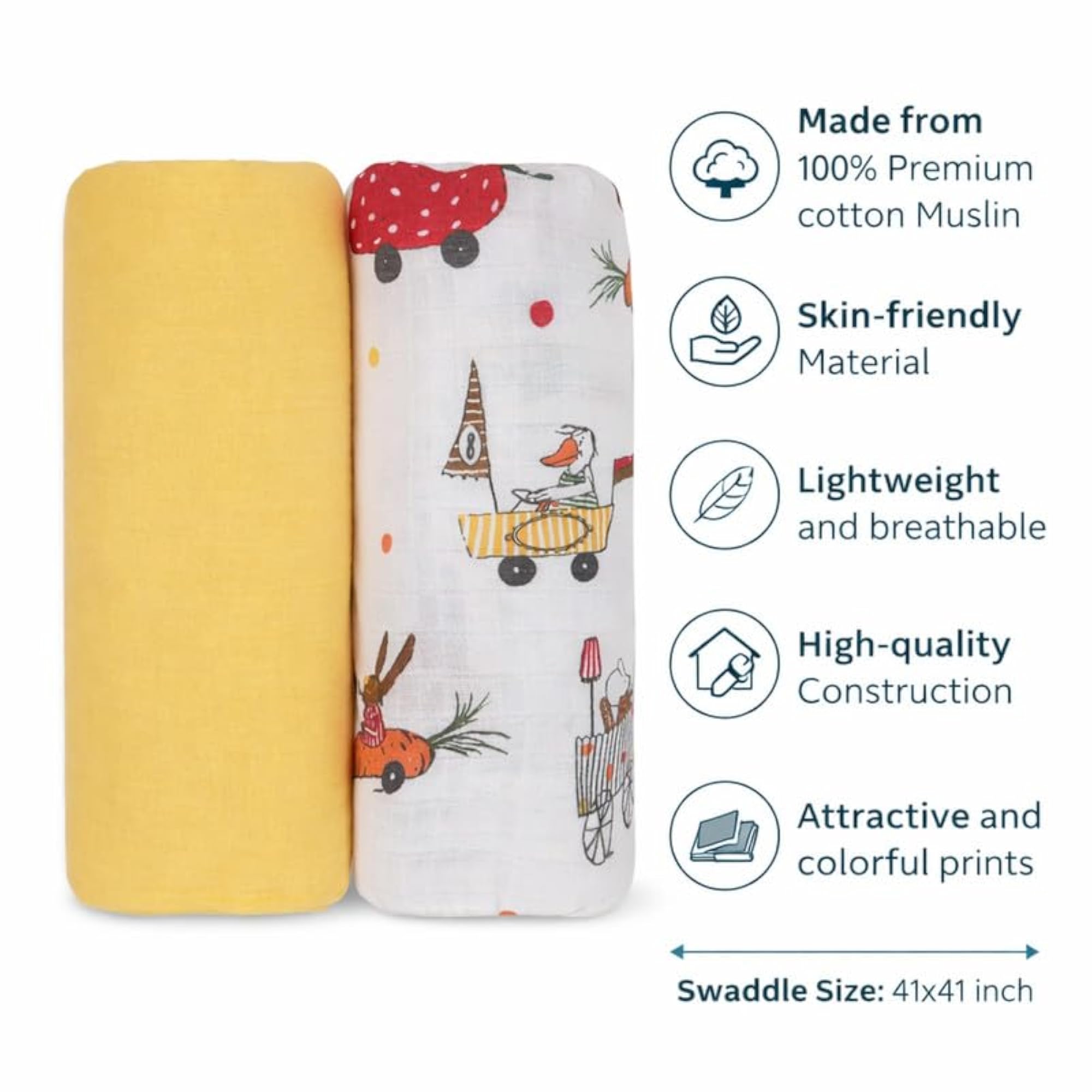 Muslin Swaddle Blanket Set (2 Pack) Cotton Baby Swaddle