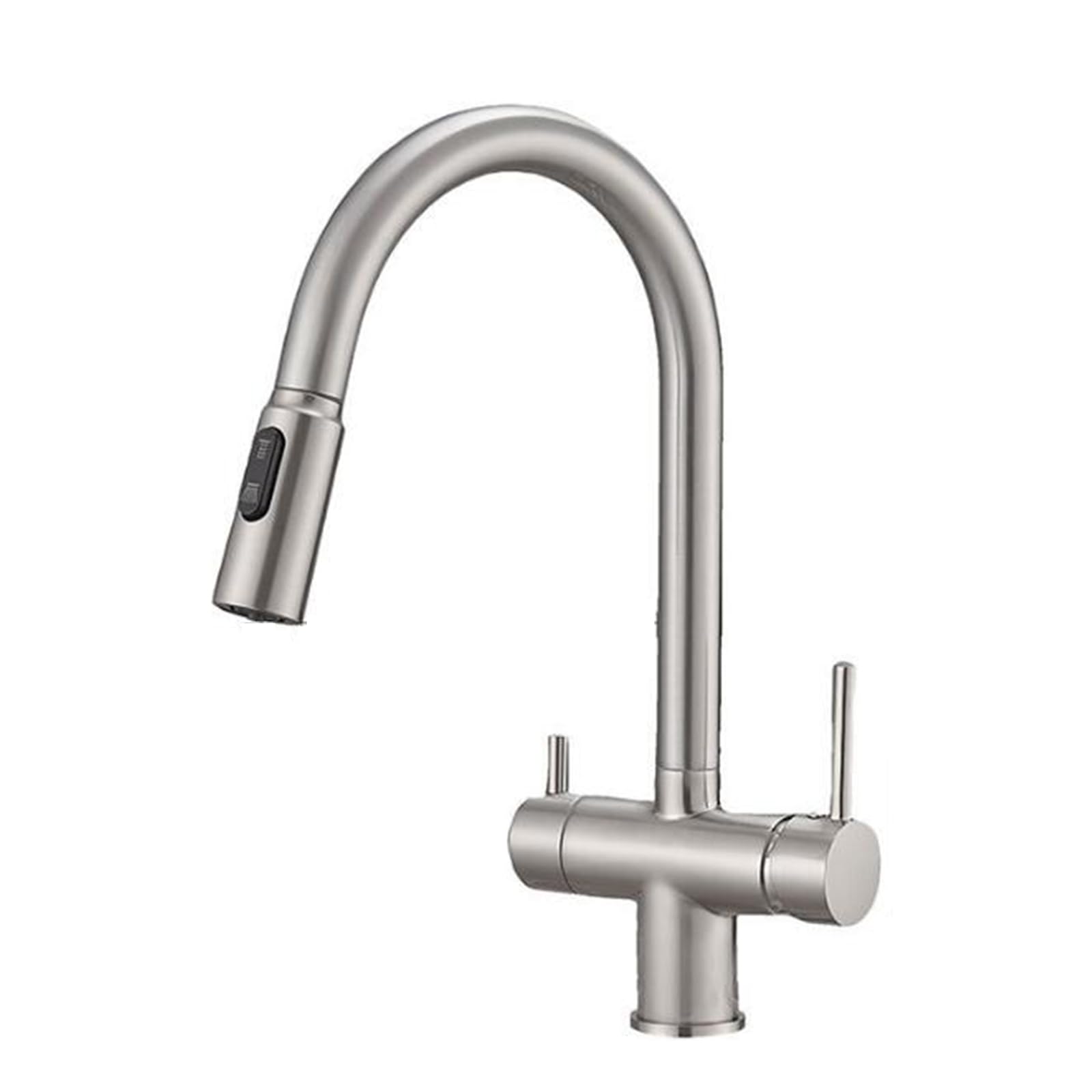 ZQFHSX Kitchen Mixer Taps 3 Way Pull Out Swivel Brass 2 Handles Purified Water