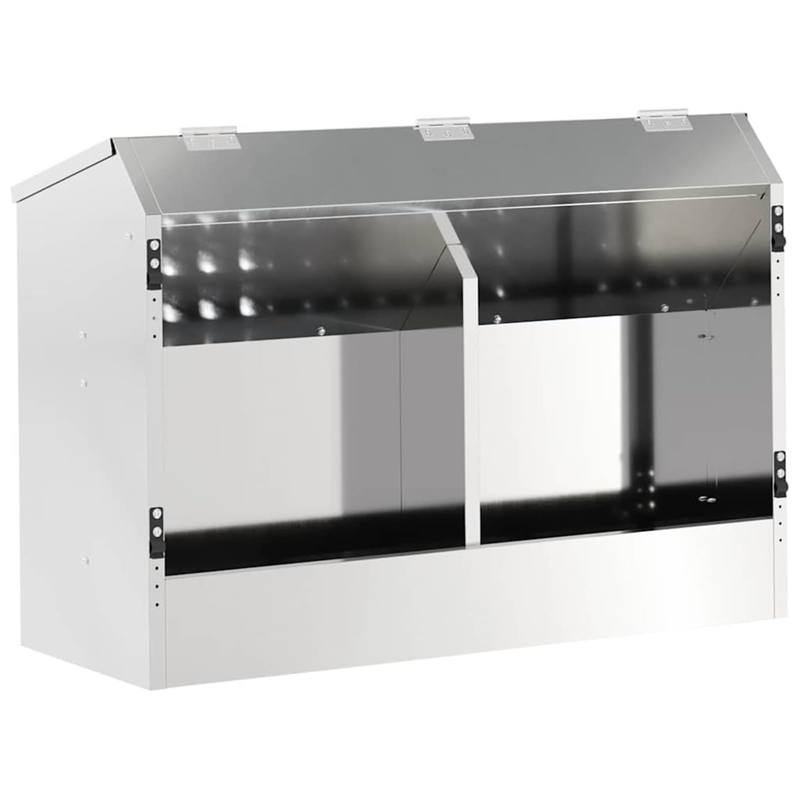 Gecheer Kaninchenfutterautomat, Silber, 64,5 x 25,5 x 45,5 cm, Verzinkter Stahl, für drinnen und draußen