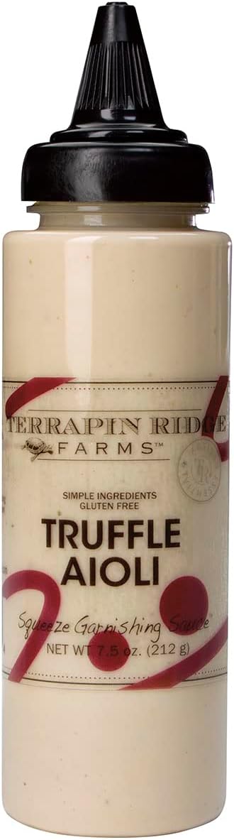 Terrapin Ridge Farms Truffle Aioli – Gourmet Aioli for Sandwiches, Fries, Roasted Vegetables & More – 7.5 oz Squeeze Bottle