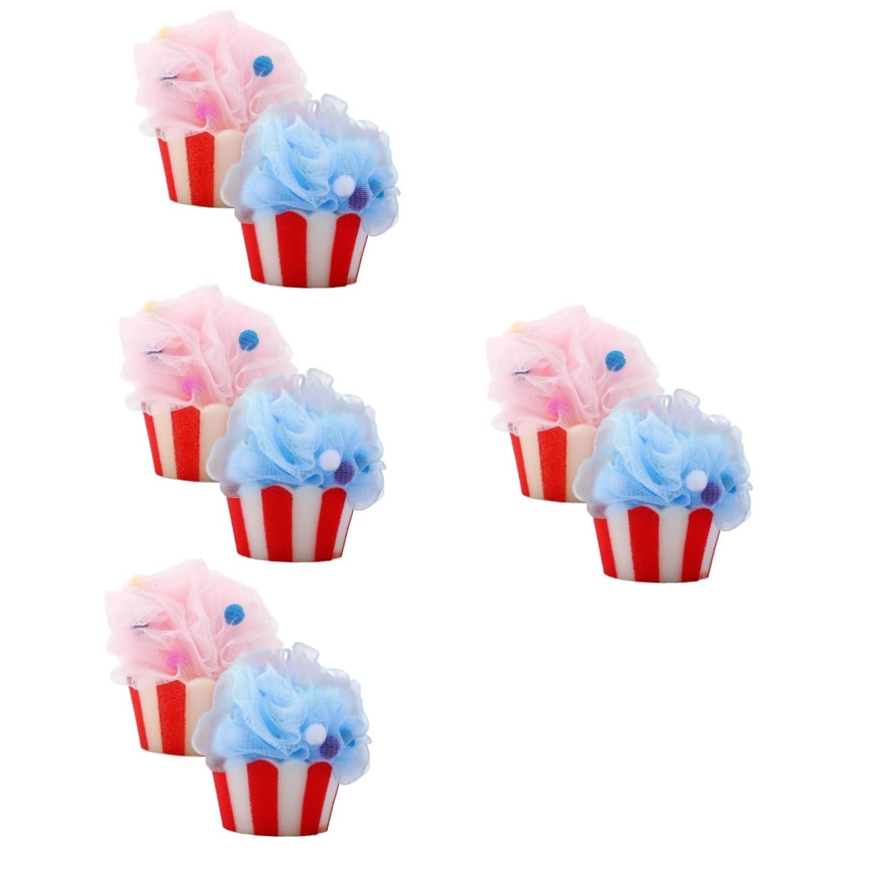 FOMIYES Juego de 4 Esponjas Exfoliantes de Baño con Forma de Helado Suaves para para Hombres Y Mujeres de Polietileno 2 Unidades X 4