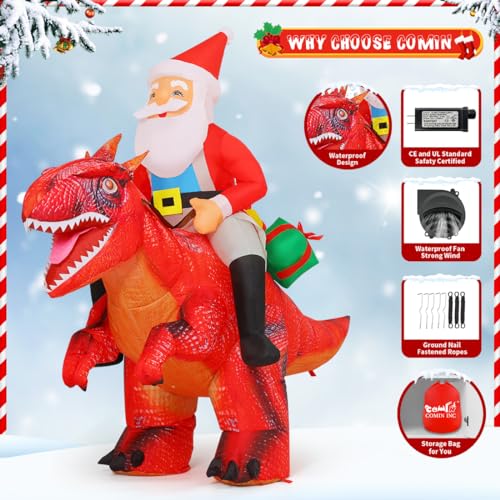 Aufblasbarer Weihnachtsmann auf Dinosaurier – 150 cm – Bild 6