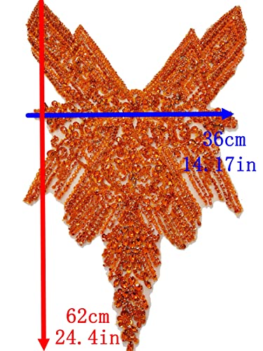 Handmade Rhinestones Lace Body Applique Handsewing Beads Trim Patches Accessories For Dress Clothes (Pink) #TOP2