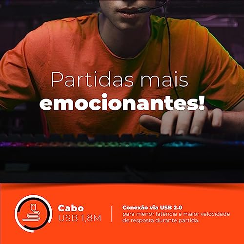 Geonav Teclado Gamer Semi-mecânico Spectral Light GOOD GAME, 107 teclas, 11 Efeitos RGB, Teclas anti