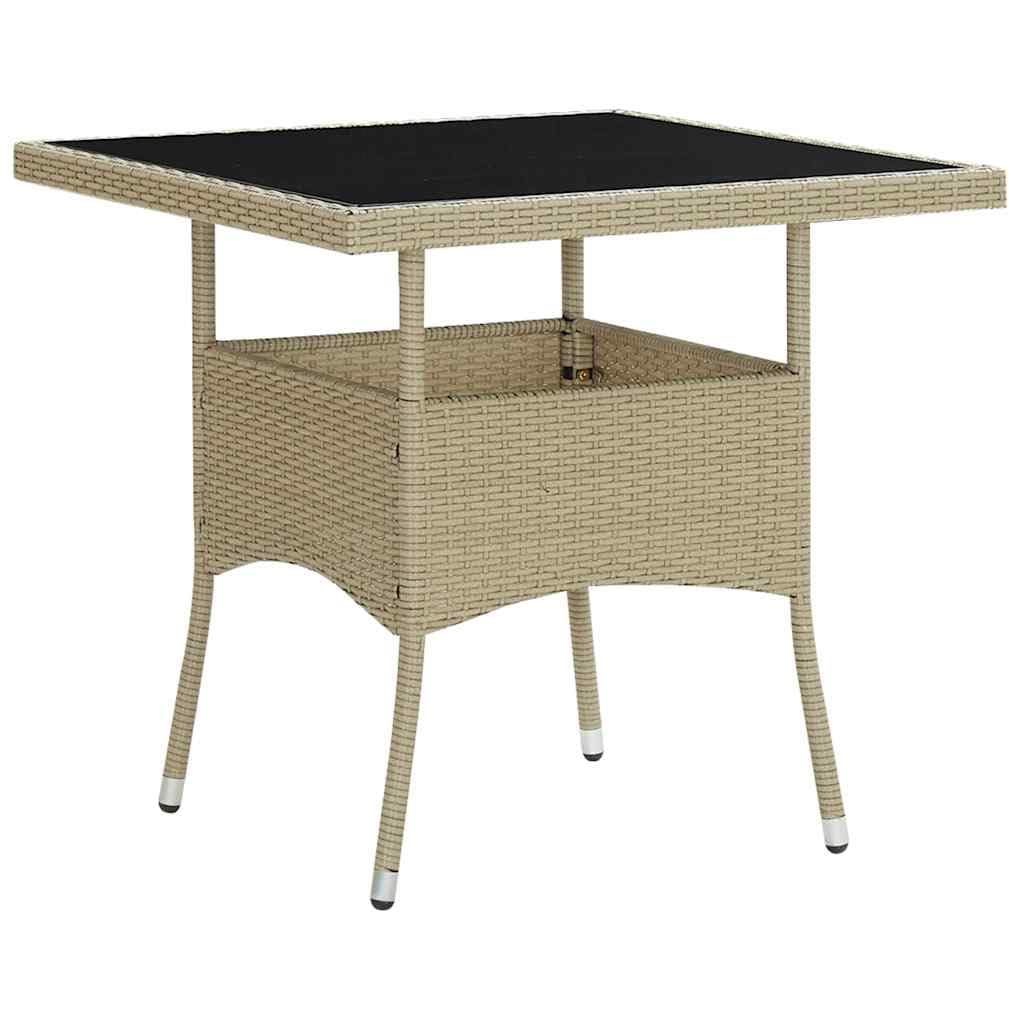 vidaXL Mesa de Comedor de Jardín Cocina Centro Consola Muebles Salón Sala de Estar Hogar Casa Interior Exterior Patio Ratán Sintético y Vidrio Beige