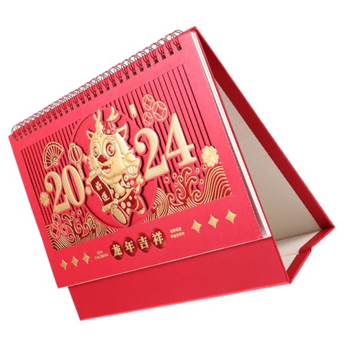 HOLIDYOYO 年龍年卓上カレンダー 月間スケジュール 風デスクプランナー 厚製 丈夫なスタンド付き 省スペース設計 オフィス 学生向けデスク整