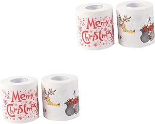 Abaodam Meias De Natal 4 Rolos De Papel De Seda Colorido Decoração De Natal Toalete De Banheiro Novidade De Papel Rolo De Impresso Rolo De Papel Impresso Impresso