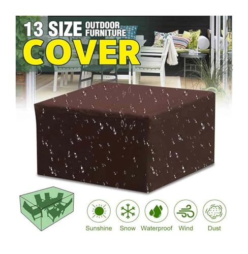 Couverture table jardin 150x150x70cm bâche marron imperméable - 8