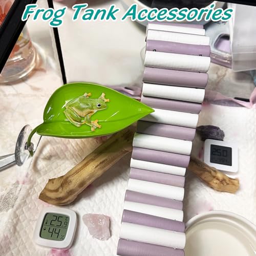 Image of 6 Pack Plastic Frog Habitat Platform with Suction Cups Reptile Decorations for Terrarium Dwarf Frogs Tank Accessories Decor Turtle Basking Platforms for Amphibian (Green)