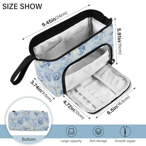 Image of Big Capacity Pencil Pen Case for Adults, Ocean Seashell Pencil Bags Portable Makeup Bag Stationery Storage for College Office