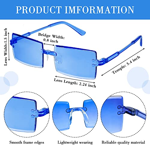 EBOOT 48 Pack Rimless Rectangle Sunglasses Bulk Wedding Party Tinted Square Glasses Shade Vintage Eyewear2