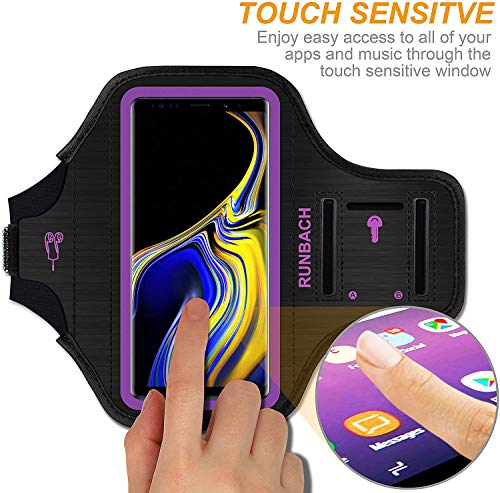 Galaxy Note 20/10+/9/8 Armband,Runbach Sweatproof Running Exercise Cellphone Sportband Bag With Fingerprint Touch And Card Slot For Samsung Galaxy Note 20/Note 10+/Note 9/Note 8(Purple) #TOP2