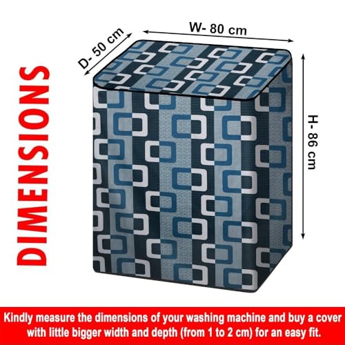 Image of The Furnishing Tree Semi-Automatic Top Load Washing Machine Cover | Waterproof & Dustproof | Easy to Clean | Durable & Washable, Modern Square Geometric Print Polyester (50x80x86 CM)