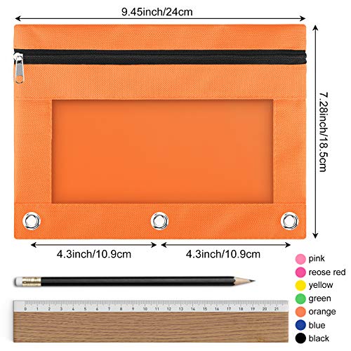 Labuk 7 Pack Pencil Pouch For 3 Ring Binder, 7 Color Binder Pencil Case With Zipper Pulls And Clear Window For Office, School Supplies #TOP1