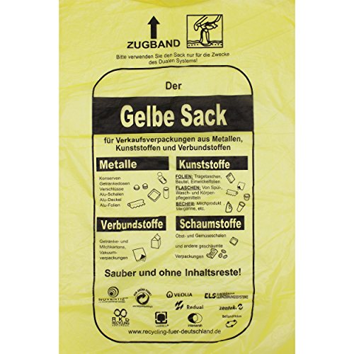 Variosan Gelber Sack 11480, 130 Stück, 10 Rollen, 90 Liter, 15 µ