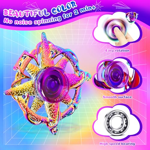Image of 12-Pack Alloy Metal Fidget Spinners, Durable Office Desk Sensory Toys for Stress Relief & Anxiety, Cool Fidget Spinners Bulk, Fidget Toy Gift for Kids Adults, Christmas Party Favors