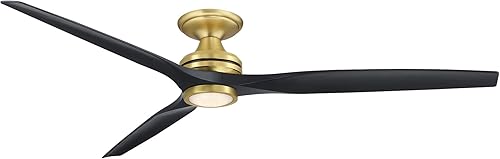 Fanimation Ventiladores FPD6721BBS-72BL-LK-F Spitfire - Ventilador de techo empotrado de 3 aspas con kit de luz, 21.08 pulgadas de alto y 72