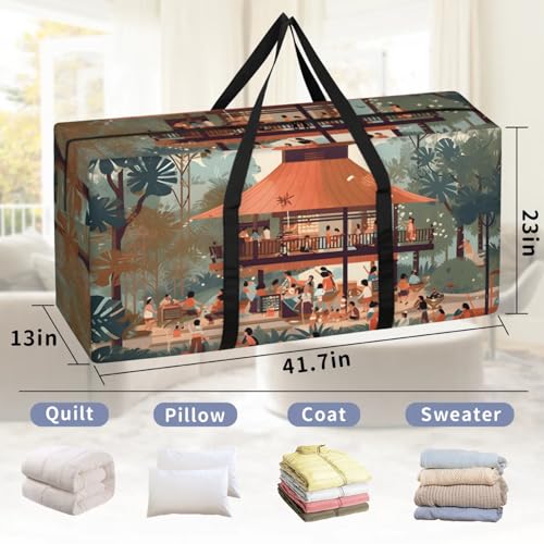 Graffiti City Extra Large Moving Bags Heavy Duty Storage Bags Abstract City Cloth Wrap Around Handles Double Zipper Reusable Convenient Foldable Storage Tote for Travel Camping Space Save2