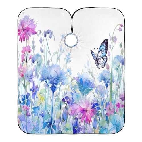 Capa de peluquería profesional impermeable MAOBLYR con cierre ajustable y diseño Watercolor Flower Field miniatura 2
