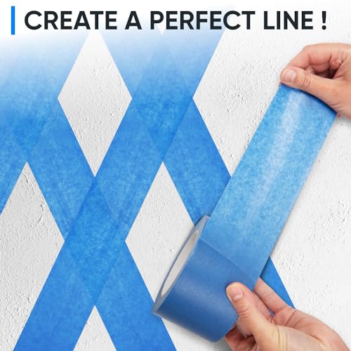 Image of 3 inch x 60 Yard Blue Paper Tape (Pack of 6) - Multi-Purpose Painter's Masking Tape for Home and Professional Use - for Painters, Construction, or DIY Crafts - Smooth and Easy Removal