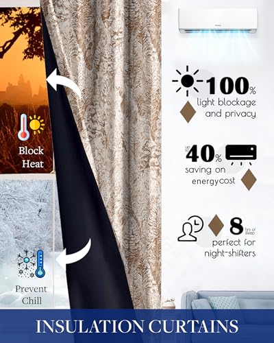 Image of Cloth Fusion Printed 100% Blackout Long Door Curtains 9 Feet Set of 2