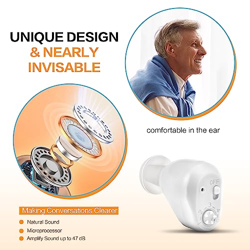 Turbo Ear Rechargeable Sound Amplifier | Mini Sound Amplifier for Seniors & Adults | Enhance Sound Clarity | White