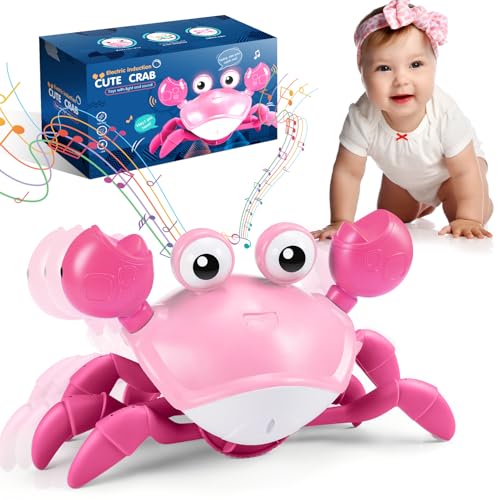 Image of Yeriayha Crawling Crab Baby Toy: Infant Tummy Time Baby Toys with Music, Interactive Sensory Infant Walking Dancing Crab Toys for 6-12 12-18 36 Months Walking Toddler Birthday Gift