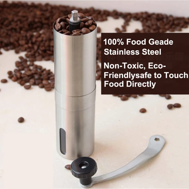 XinQt Silber Kaffeemühle Mini Edelstahl Hand Handbuch Handmade Kaffee Bohnenschleifer Mühle Küche Schleifen… – Bild 4